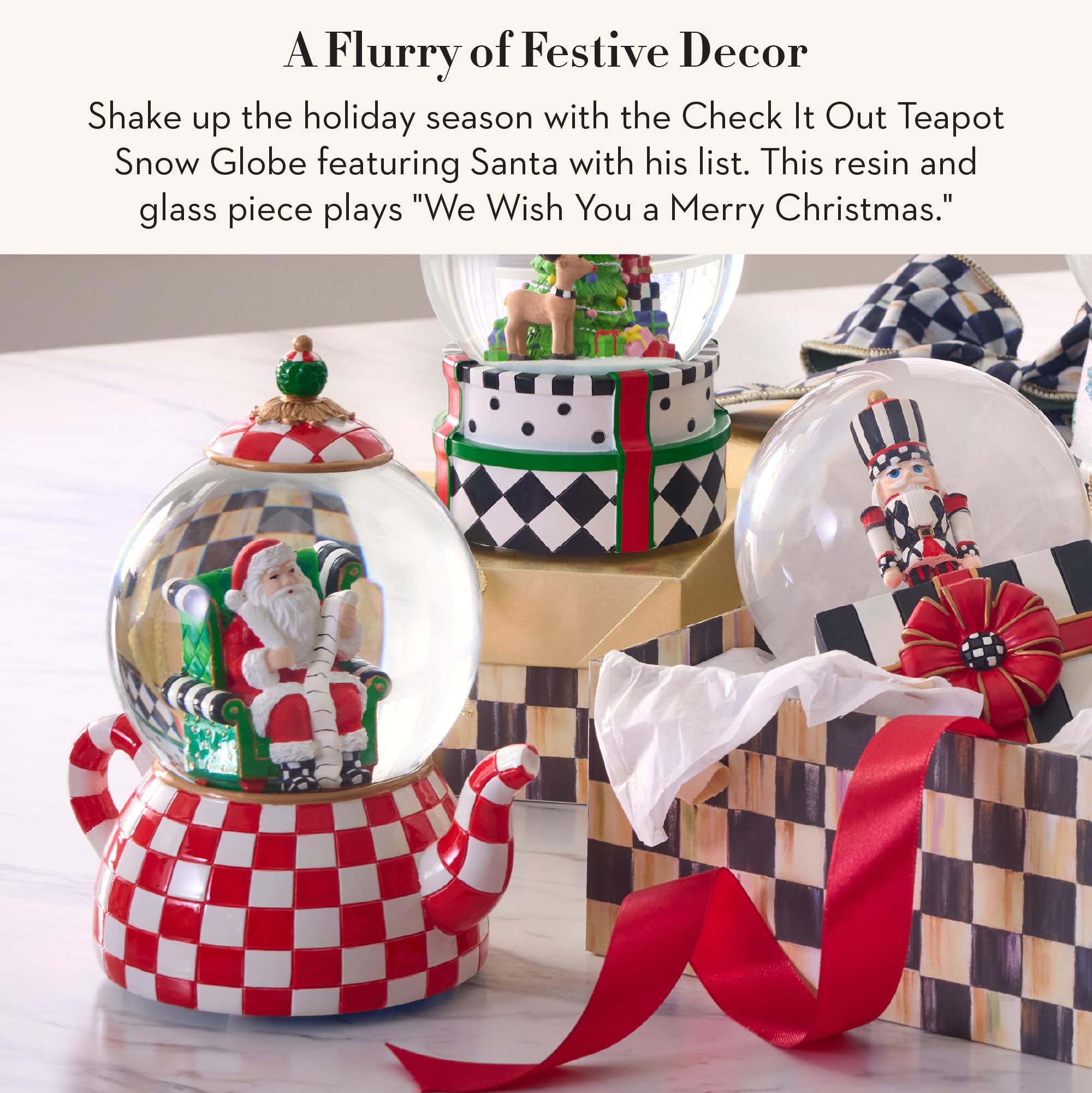 McKenzie-Childs スノーマン クリスマス塩コショウ入れセット MacKenzie-Childs Check It Out Snowman Butler | 35509-1213 | Borsheims クリスマス